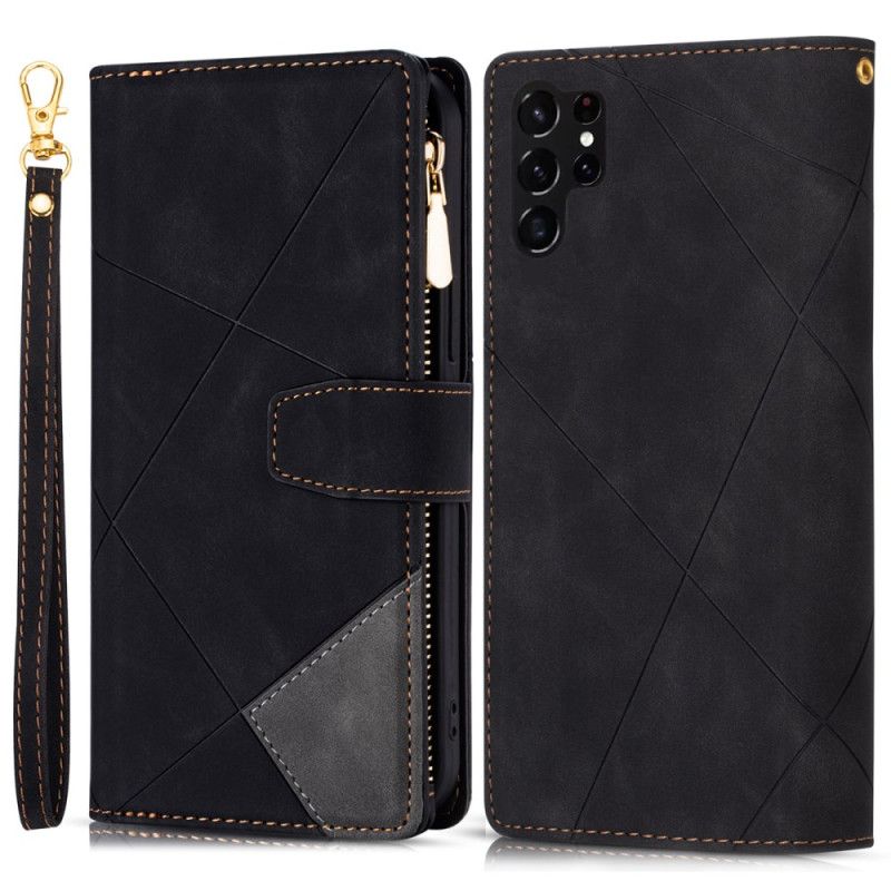 Etui Folio Do Samsung Galaxy S25 Ultra 5g Efekt Zamszu W Geometrycznym Stylu