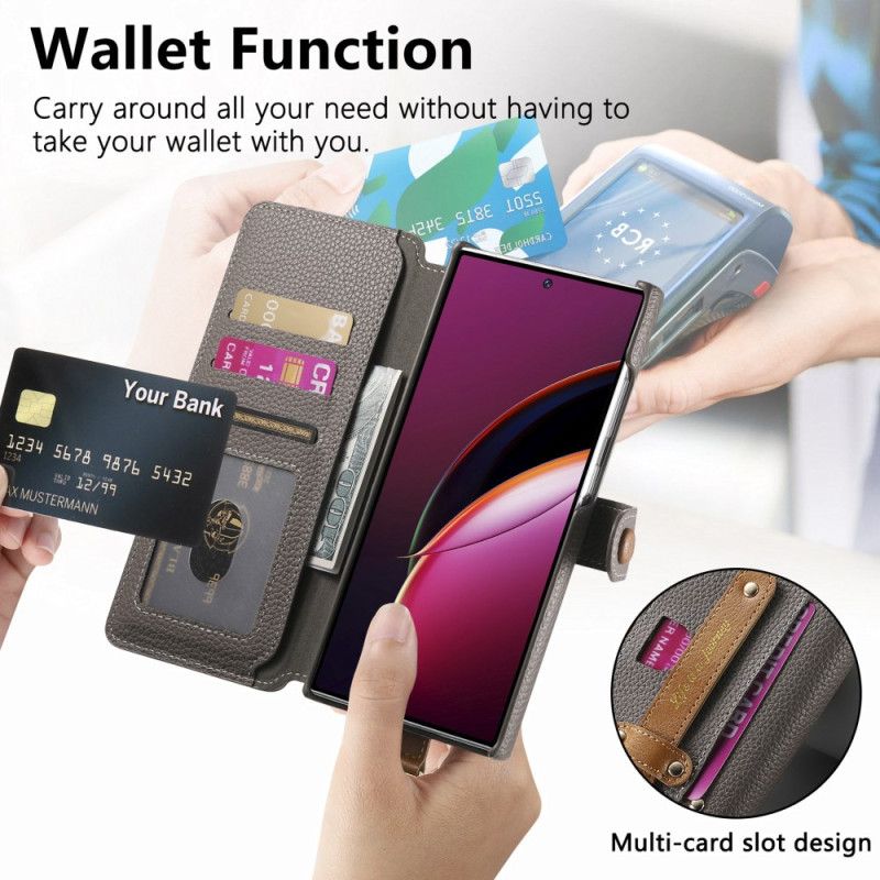 Etui Folio Do Samsung Galaxy S25 Ultra 5g Portfel Z Zabezpieczeniem Rfid Saszetką I Uchwytem Na Pierścionek