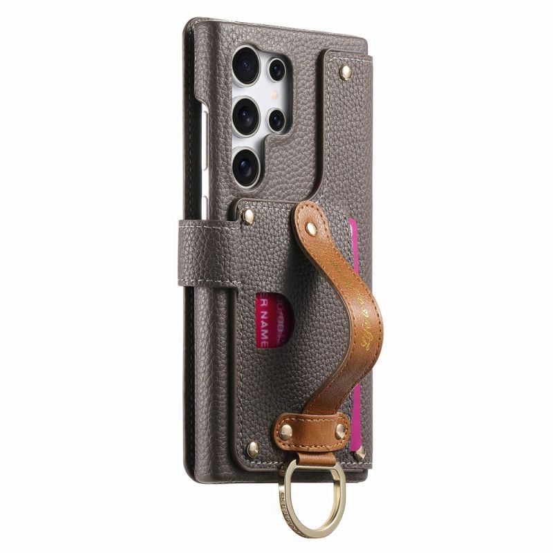 Etui Folio Do Samsung Galaxy S25 Ultra 5g Portfel Z Zabezpieczeniem Rfid Saszetką I Uchwytem Na Pierścionek