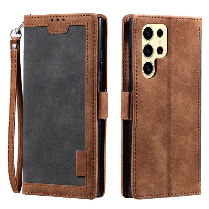 Etui Folio Samsung Galaxy S25 Ultra 5g Dwukolorowy Portfel Rfid Z Efektem Zamszu