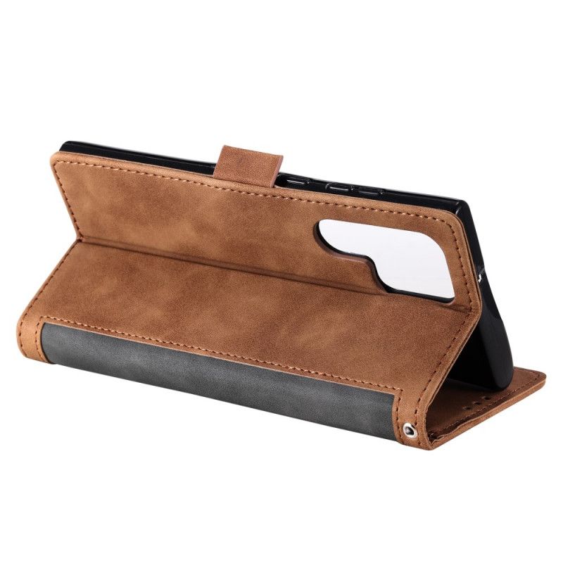 Etui Folio Samsung Galaxy S25 Ultra 5g Dwukolorowy Portfel Rfid Z Efektem Zamszu