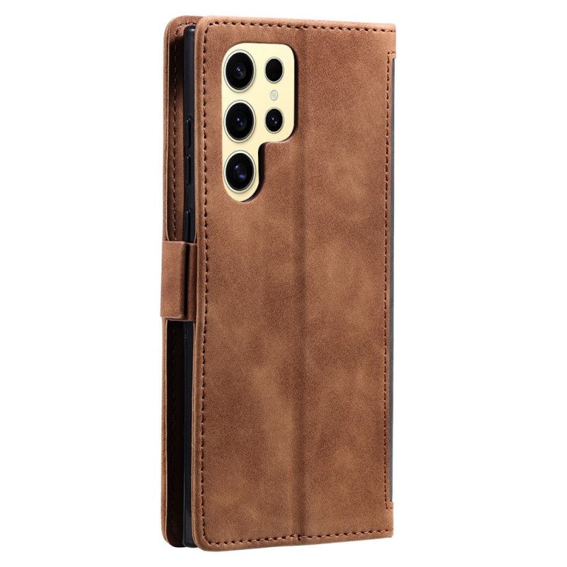 Etui Folio Samsung Galaxy S25 Ultra 5g Dwukolorowy Portfel Rfid Z Efektem Zamszu