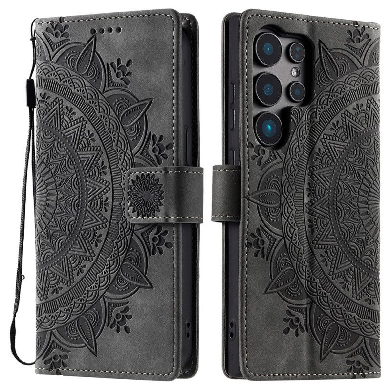 Etui Folio Samsung Galaxy S25 Ultra 5g Efekt Zamszu Mandala Etui Ochronne