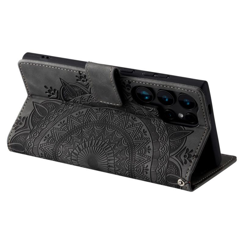 Etui Folio Samsung Galaxy S25 Ultra 5g Efekt Zamszu Mandala Etui Ochronne