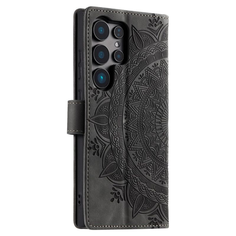 Etui Folio Samsung Galaxy S25 Ultra 5g Efekt Zamszu Mandala Etui Ochronne