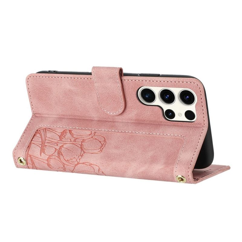 Etui Folio Samsung Galaxy S25 Ultra 5g Kwiatowy Efekt Skóry Etui Ochronne