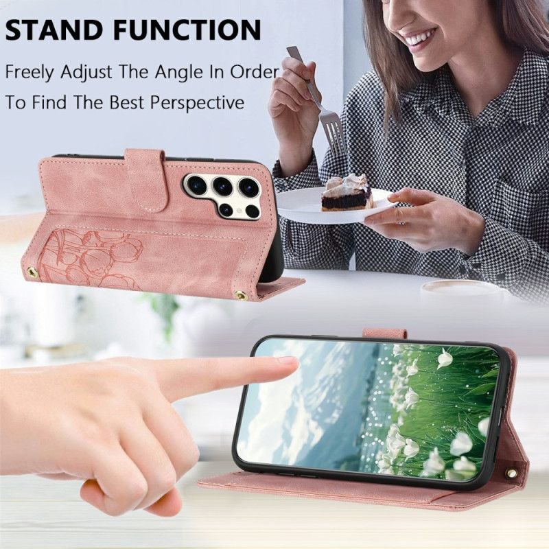 Etui Folio Samsung Galaxy S25 Ultra 5g Kwiatowy Efekt Skóry Etui Ochronne