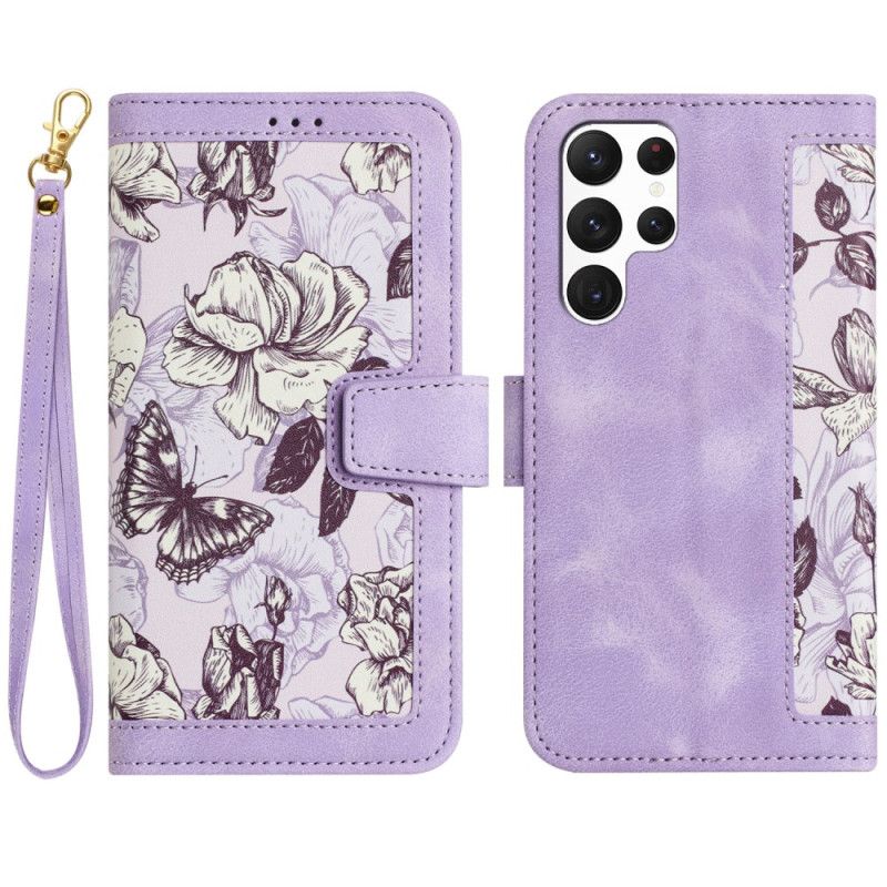 Etui Folio Samsung Galaxy S25 Ultra 5g Portfel W Kwiaty Etui Ochronne