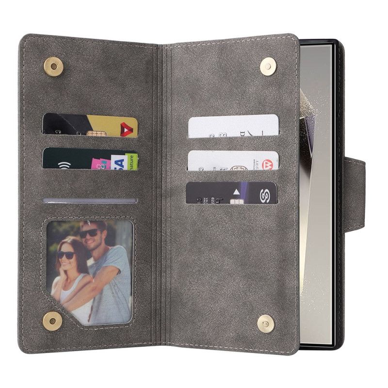 Etui Folio Samsung Galaxy S25 Ultra 5g Portfel Z Efektem Zamszu Z Paskiem Etui Ochronne