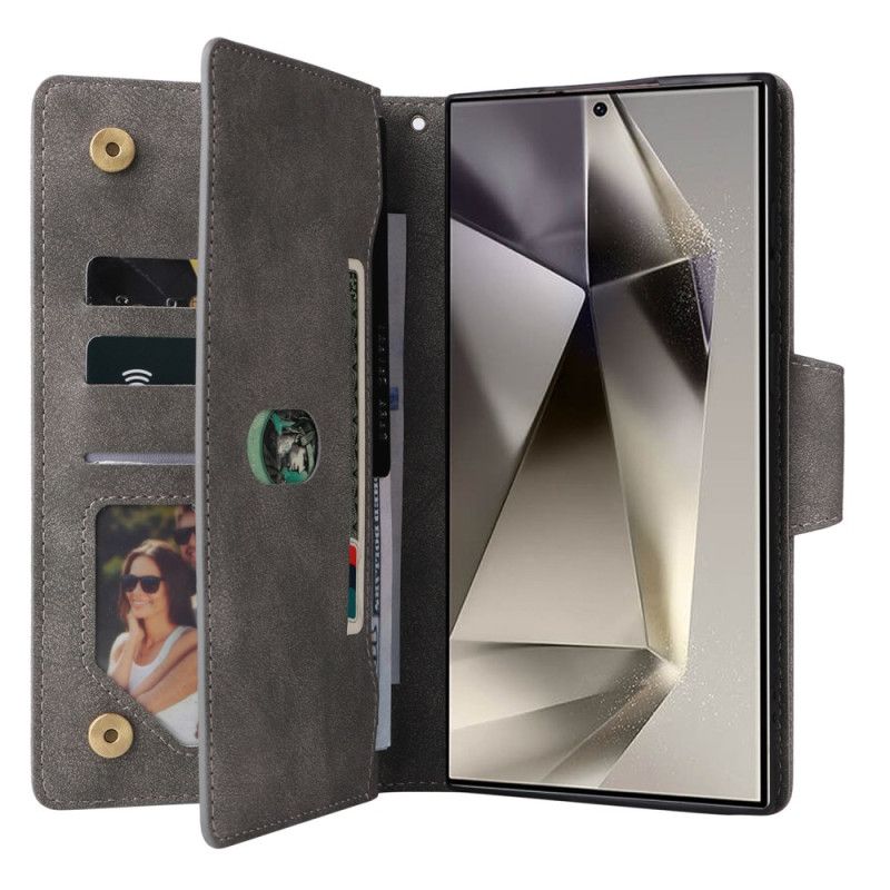 Etui Folio Samsung Galaxy S25 Ultra 5g Portfel Z Efektem Zamszu Z Paskiem Etui Ochronne