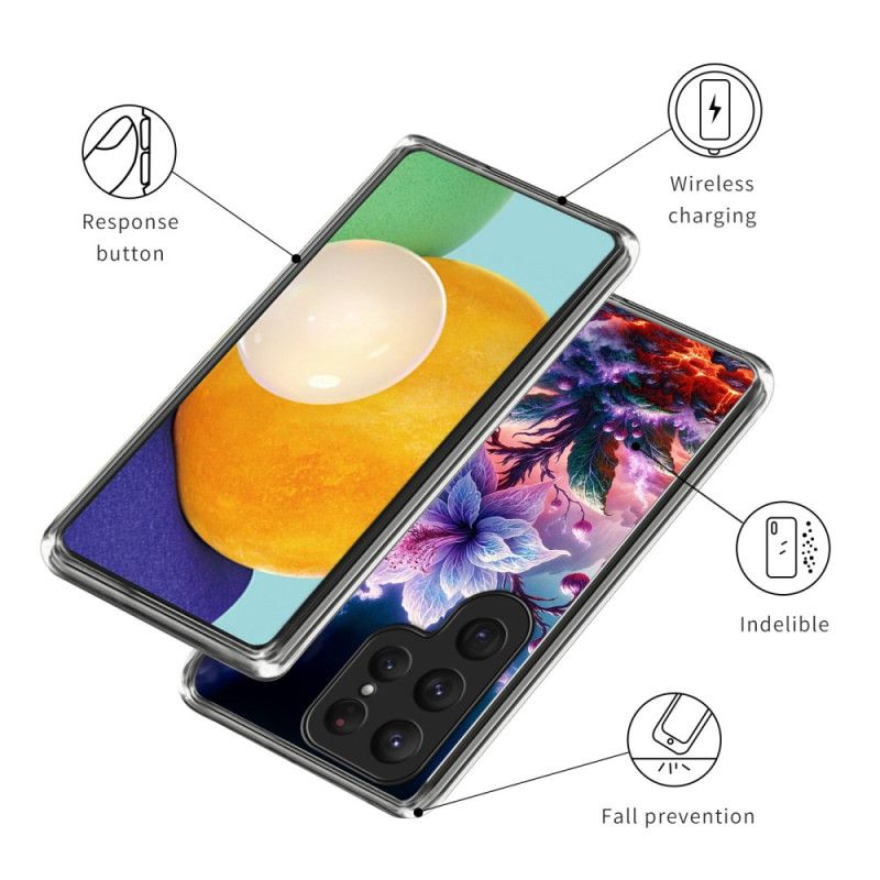 Etui Samsung Galaxy S25 Ultra 5g Fioletowe Kwiaty Etui Ochronne