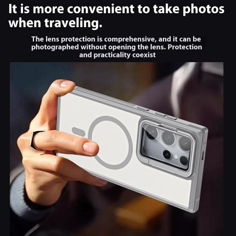 Etui Samsung Galaxy S25 Ultra 5g Kompatybilny Z Magsafe Matowa Obudowa Z Zabezpieczeniem Przed Odciskami Palców I Podstawką Etui Ochronne