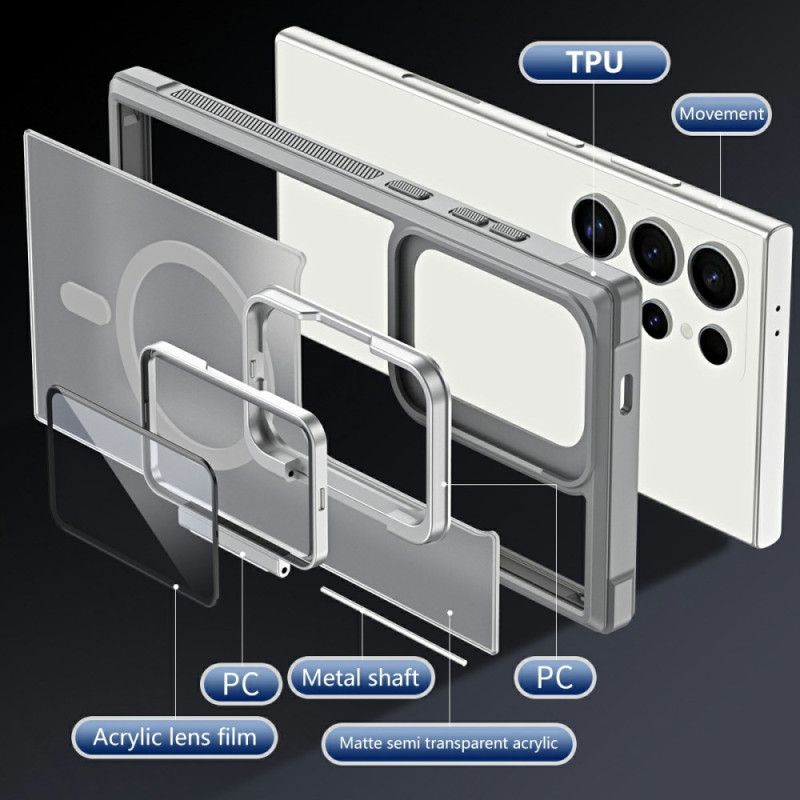 Etui Samsung Galaxy S25 Ultra 5g Kompatybilny Z Magsafe Matowa Obudowa Z Zabezpieczeniem Przed Odciskami Palców I Podstawką Etui Ochronne