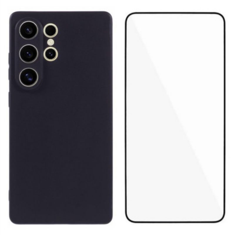 Etui Samsung Galaxy S25 Ultra 5g Matowy Silikon Z Szkło Hartowane Ochronne Na Ekran