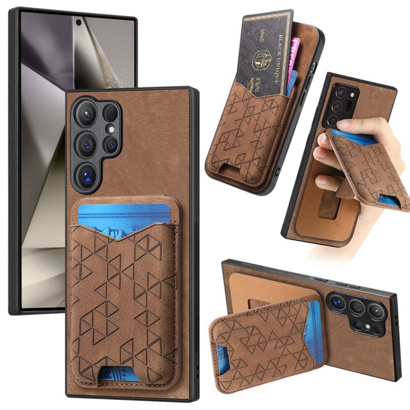 Etui Samsung Galaxy S25 Ultra 5g Uchwyt Na Karty Z Nadrukiem I Podstawka Etui Ochronne