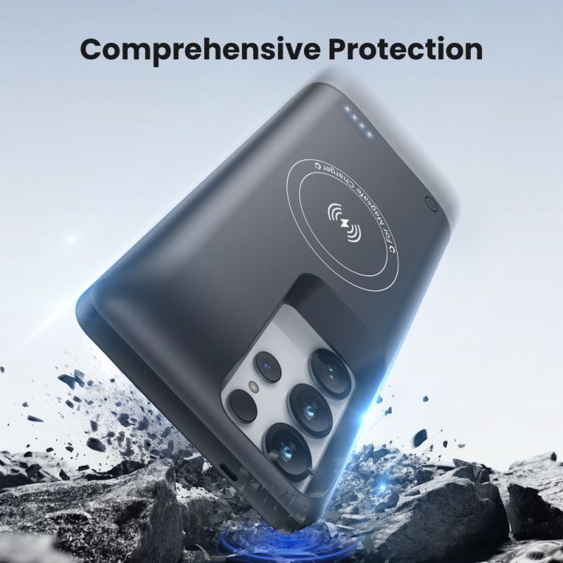 Etui Z Baterią 10000 Mah Do Ładowarki Samsunga Galaxy S25 Ultra Z Magnetycznym Mocowaniem
