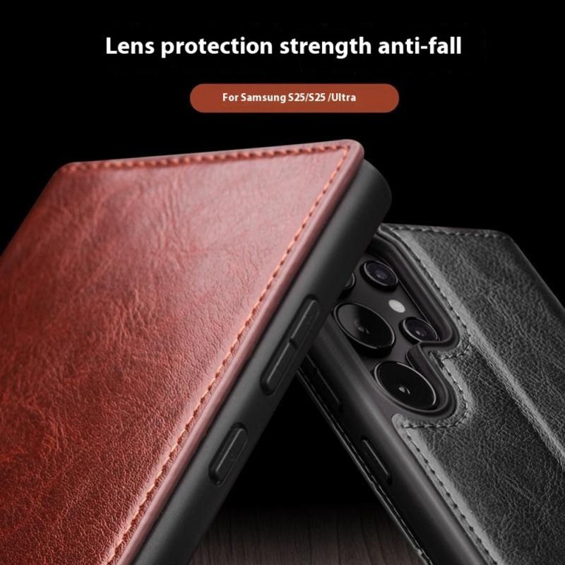 Flip Kotelot Do Samsung Galaxy S25 Ultra 5g Skóra Qialino