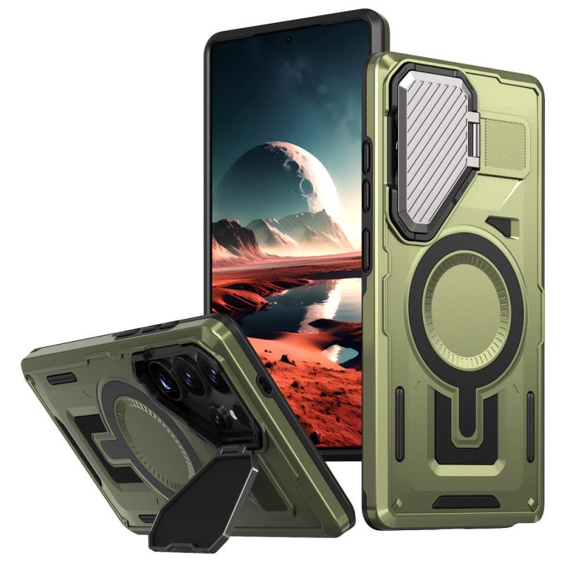 Futerały Samsung Galaxy S25 Ultra 5g Etui Na Telefon Efekt Metaliczny Z Osłoną Obiektywu I Podstawką