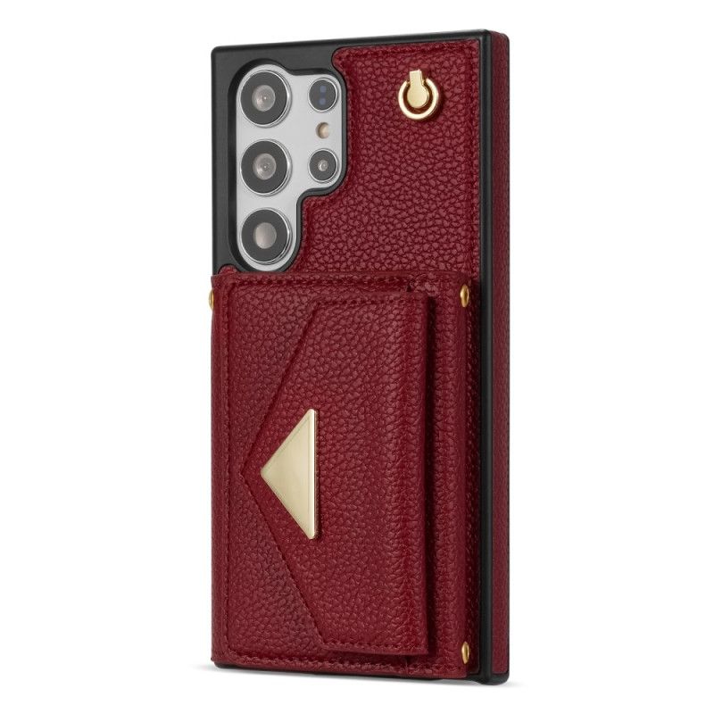 Futerały Samsung Galaxy S25 Ultra 5g Etui Na Telefon Efekt Skóry Z Uchwytem Na Karty I Paskiem