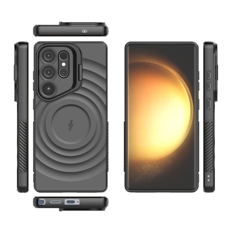 Futerały Samsung Galaxy S25 Ultra 5g Etui Na Telefon Falisty Wzór Kompatybilny Z Magsafe Z Podstawką