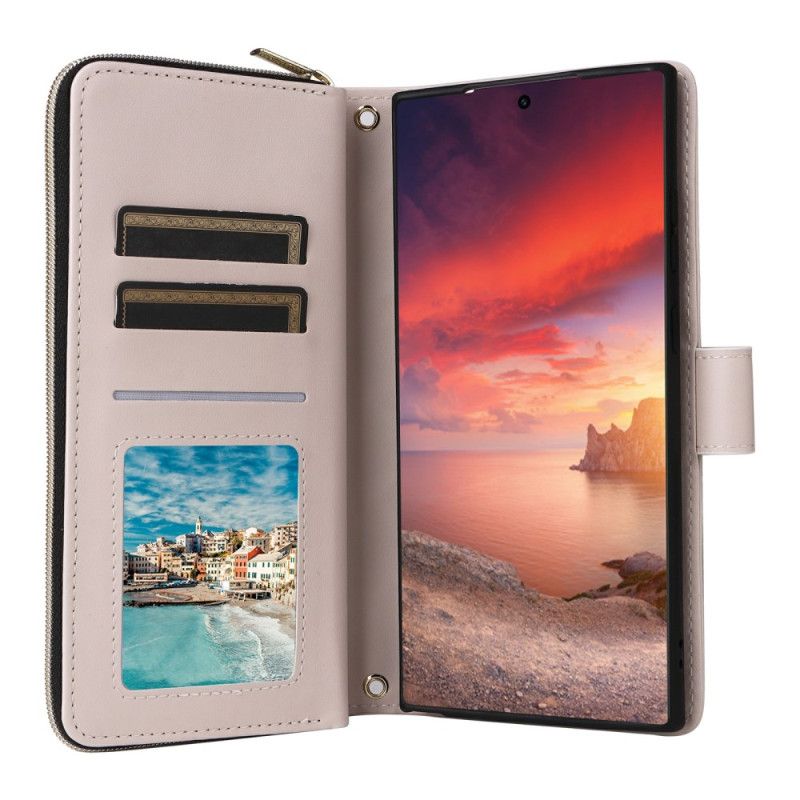 Obudowa Samsung Galaxy S25 Ultra 5g Etui Na Telefon Pikowany Portfel Z Paskiem I Paskiem Na Ramię