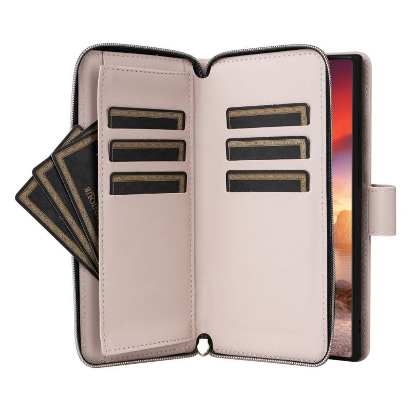 Obudowa Samsung Galaxy S25 Ultra 5g Etui Na Telefon Pikowany Portfel Z Paskiem I Paskiem Na Ramię