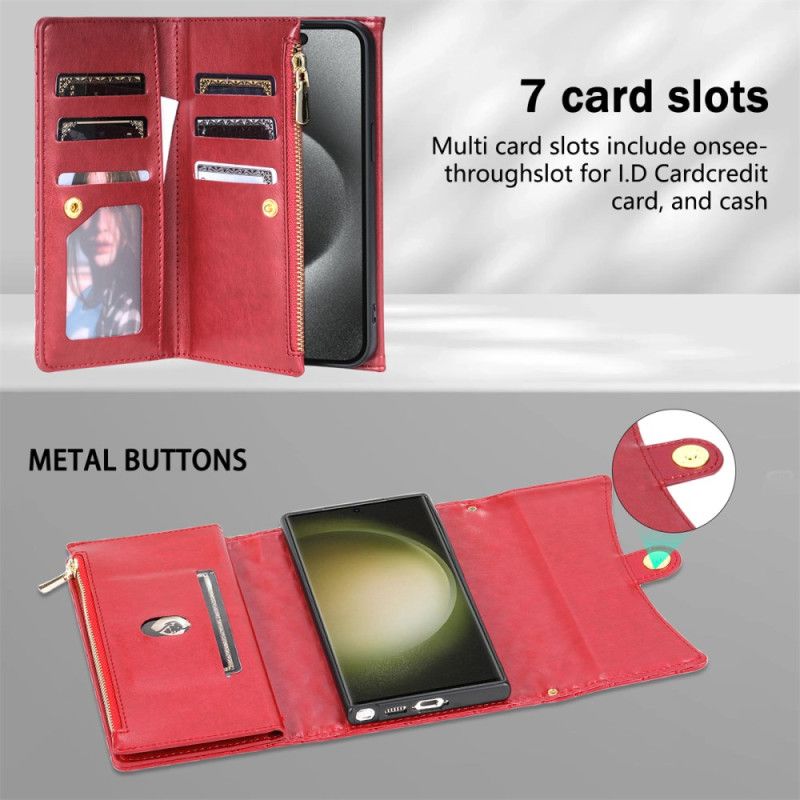 Pokrowce Samsung Galaxy S25 Ultra 5g Pikowany Portfel Z Paskiem Na Ramię