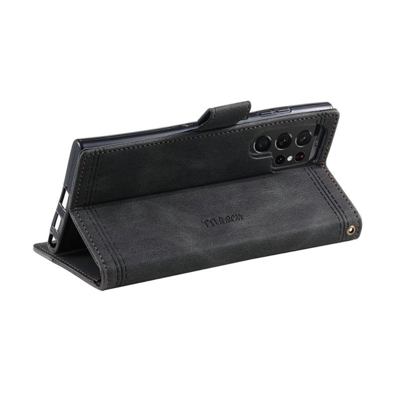 Skórzany Futerał Samsung Galaxy S25 Ultra 5g Etui Na Telefon Dwukolorowy Portfel Rfid W Stylu Zamszu Z Paskiem