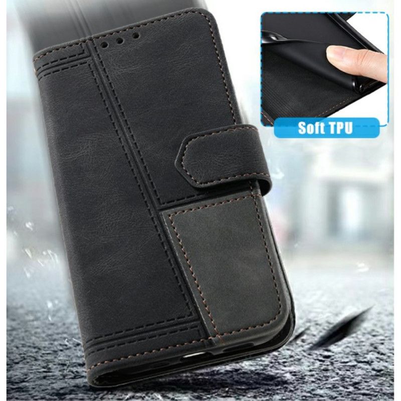 Skórzany Futerał Samsung Galaxy S25 Ultra 5g Etui Na Telefon Dwukolorowy Portfel Rfid W Stylu Zamszu Z Paskiem