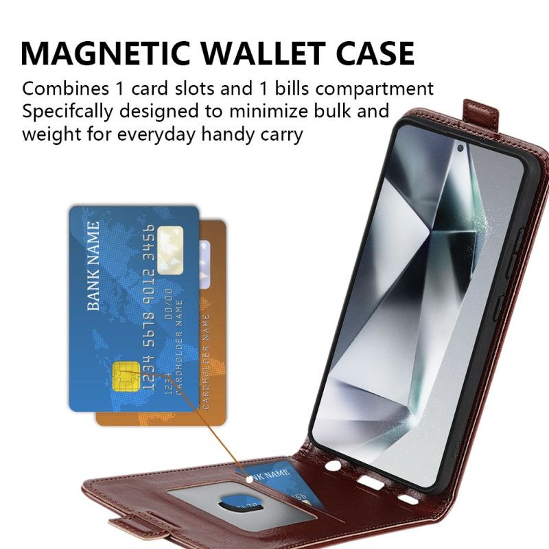 Skórzany Futerał Samsung Galaxy S25 Ultra 5g Etui Na Telefon Pionowa Klapa