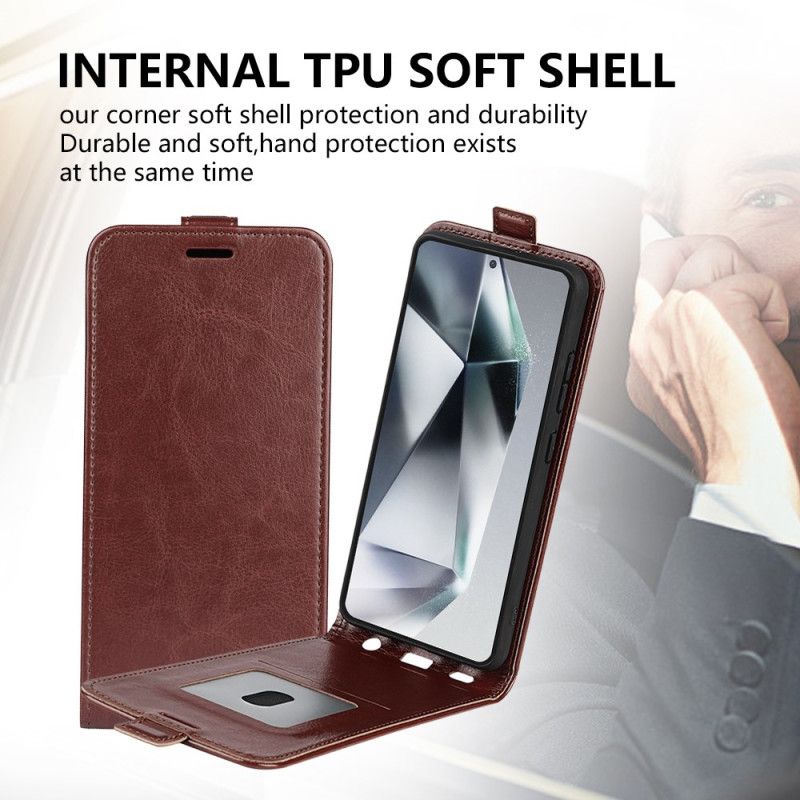 Skórzany Futerał Samsung Galaxy S25 Ultra 5g Etui Na Telefon Pionowa Klapa