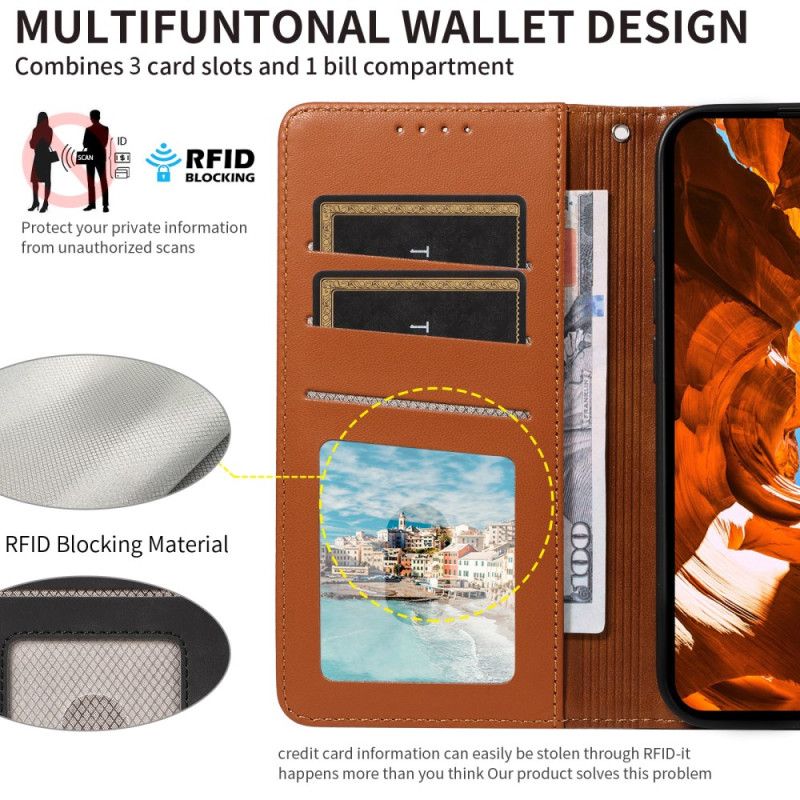 Skórzany Futerał Samsung Galaxy S25 Ultra 5g Etui Na Telefon Skórzany Portfel Rfid Z Paskiem