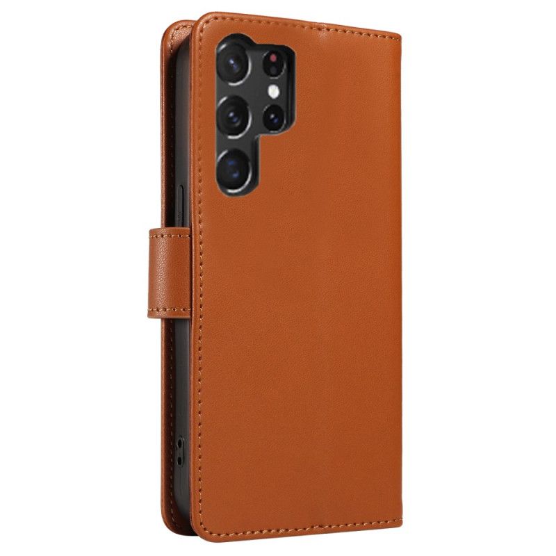 Skórzany Futerał Samsung Galaxy S25 Ultra 5g Etui Na Telefon Skórzany Portfel Rfid Z Paskiem