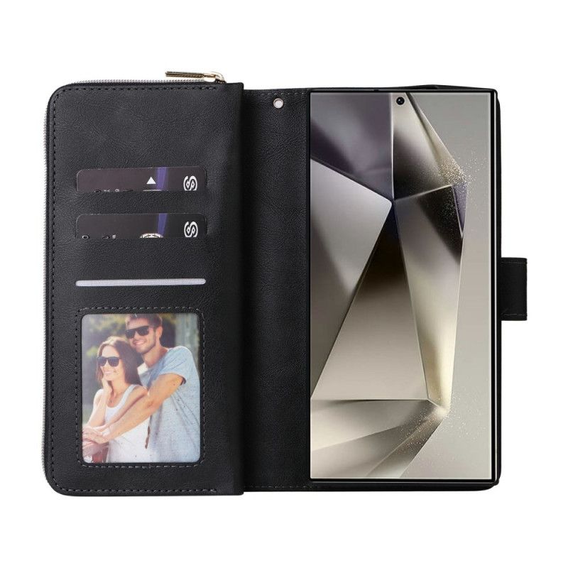 Skórzany Futerał Samsung Galaxy S25 Ultra 5g Etui Na Telefon Etui Na Suwak I Pasek