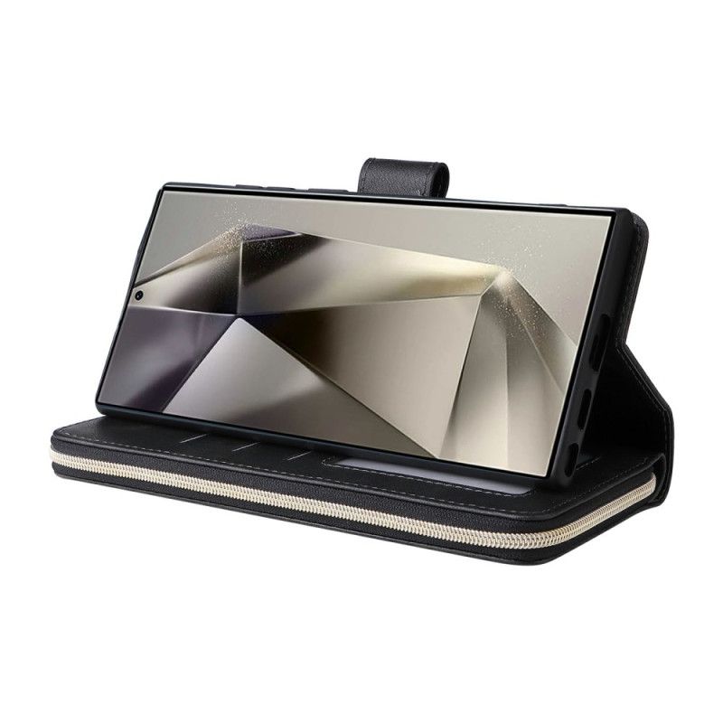 Skórzany Futerał Samsung Galaxy S25 Ultra 5g Etui Na Telefon Etui Na Suwak I Pasek