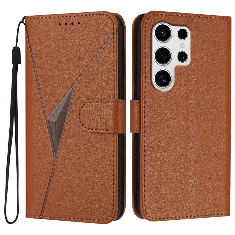 Skórzany Futerał Samsung Galaxy S25 Ultra 5g Etui Na Telefon Trójkątny Wzór