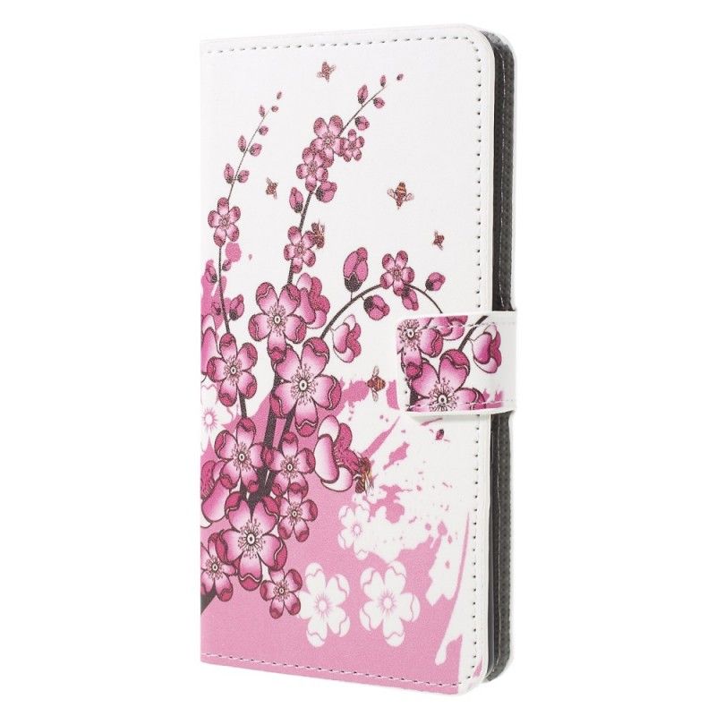 Etui Folio Sony Xperia 10 Fioletowy Tropikalne Kwiaty Etui Ochronne