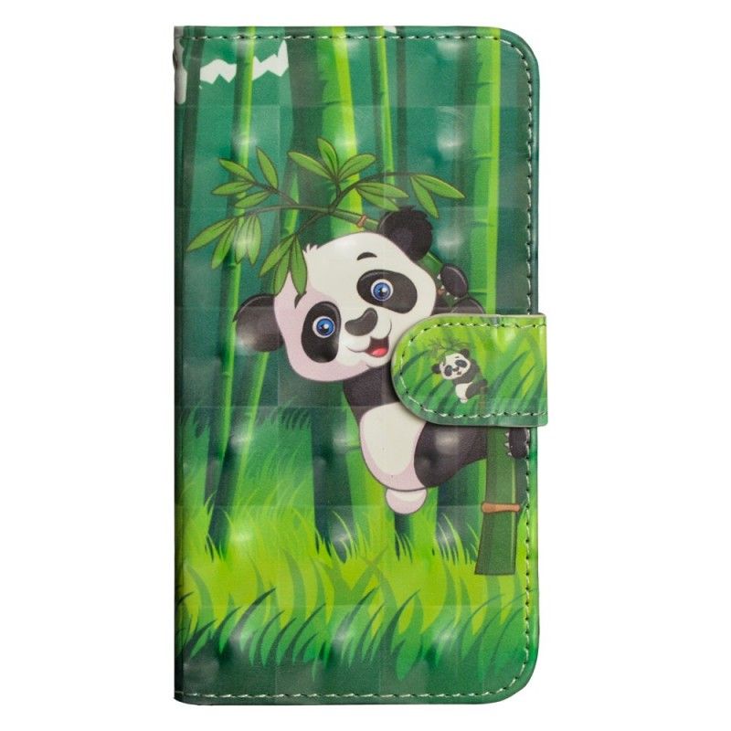 Skórzany Futerał Sony Xperia 10 Etui na Telefon Panda I Bambus