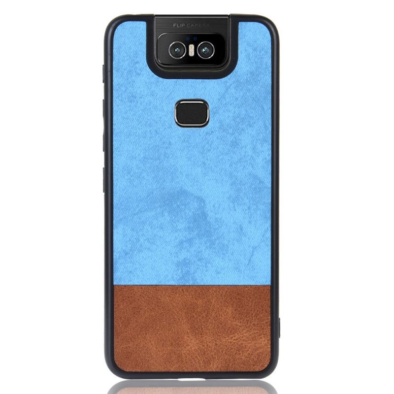 Etui Asus ZenFone 6 Czerwony Szary Dwukolorowa Imitacja Skóry