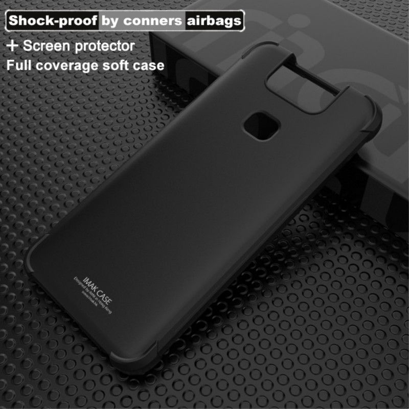 Etui Asus ZenFone 6 Szary Czarny Elastyczny Silikon Z Folią Ekranującą Imak Etui Ochronne