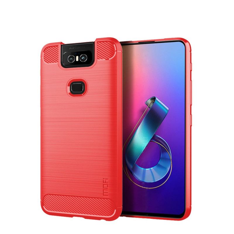 Etui Asus ZenFone 6 Szary Czarny Mofi Szczotkowane Włókno Węglowe