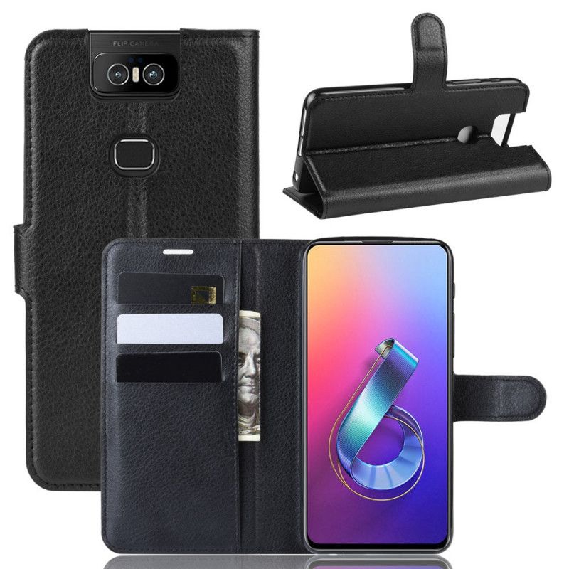 Etui Folio Asus ZenFone 6 Czerwony Czarny Klasyczny