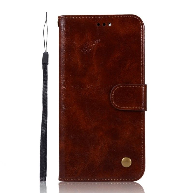 Etui Folio Samsung Galaxy A40 Brązowy Czarny Efekt Skóry W Stylu Vintage Z Paskiem Etui Ochronne