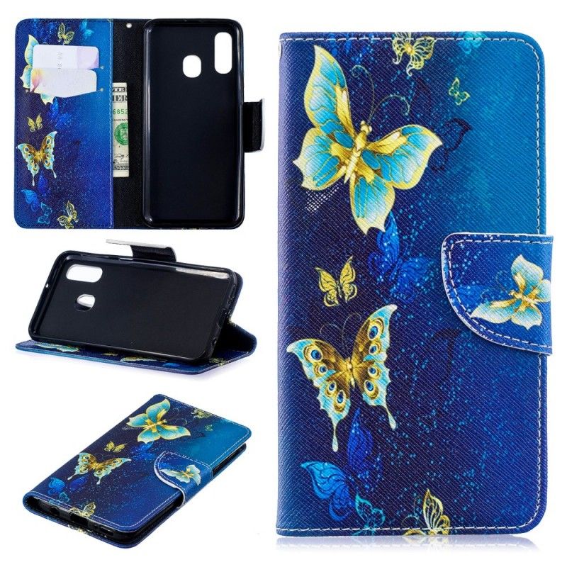 Etui Folio Samsung Galaxy A40 Złote Motyle