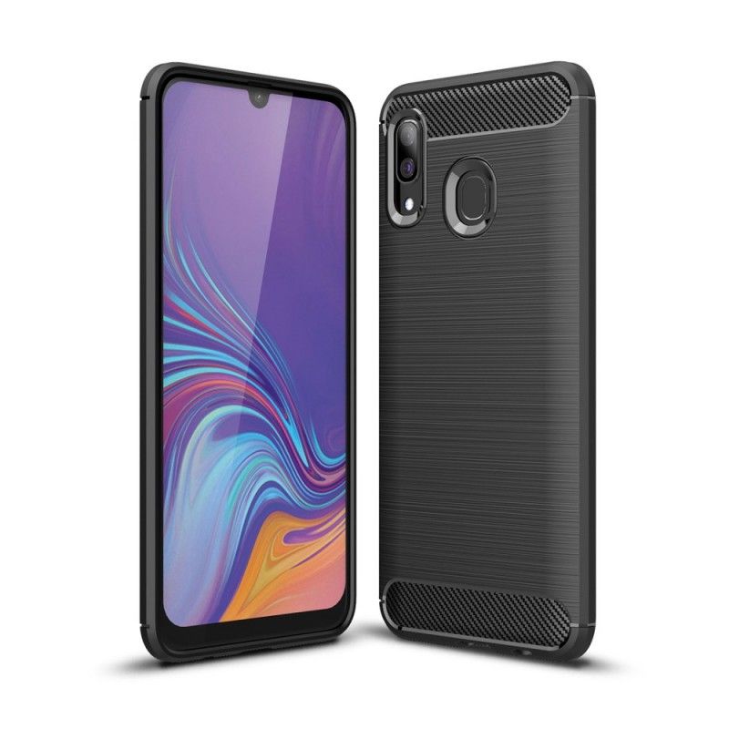 Etui Samsung Galaxy A40 Czerwony Czarny Szczotkowane Włókno Węglowe Etui Ochronne