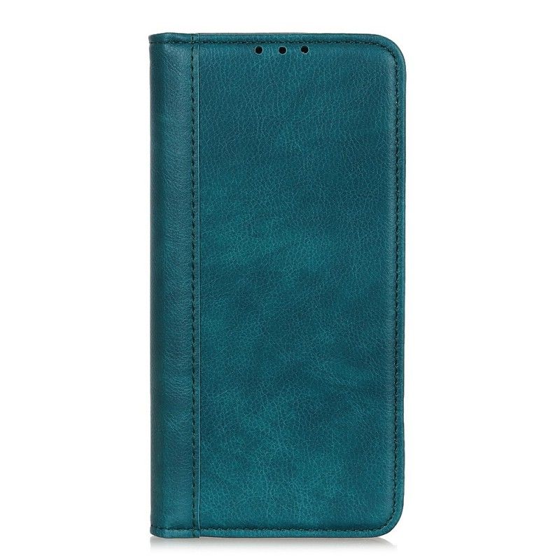 Flip Kotelot Samsung Galaxy A40 Turkusowy Czarny Wersja Z Dwoiny Skóry Etui Ochronne