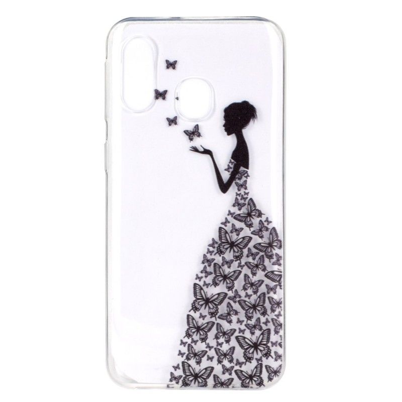 Futerały Samsung Galaxy A40 Etui na Telefon Przezroczysta Sukienka W Motyle
