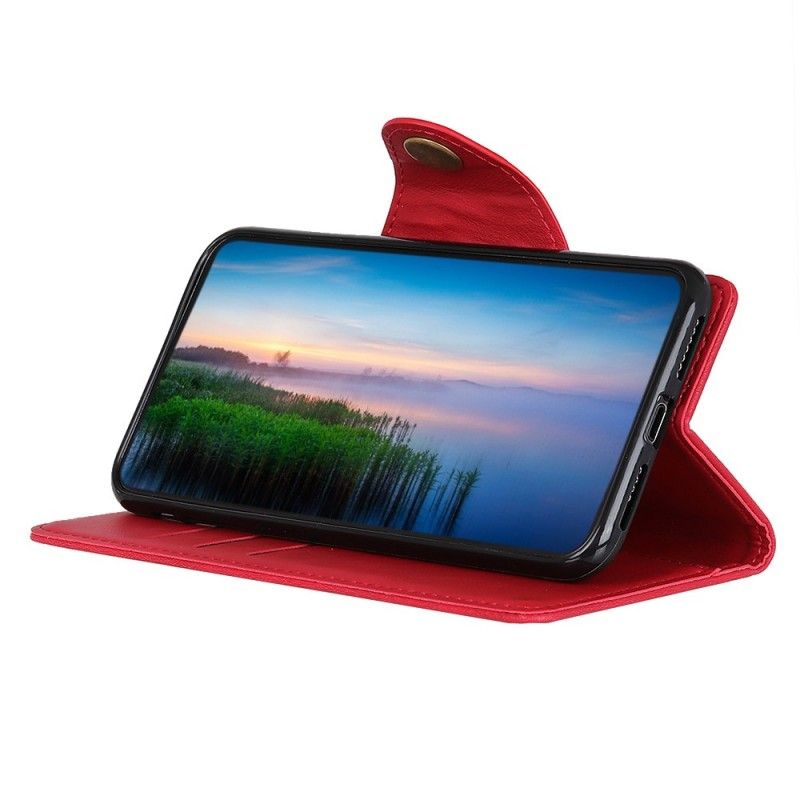 Obudowa Samsung Galaxy A40 Czerwony Czarny Imitacja Skóry Guzików