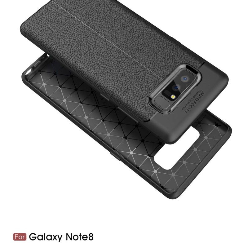 Etui Samsung Galaxy Note 8 Czerwony Czarny Efekt Skóry Z Podwójną Linią Liczi Etui Ochronne