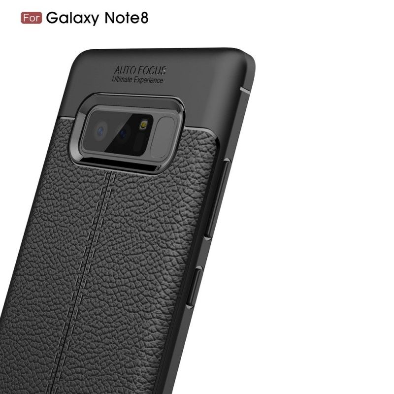 Etui Samsung Galaxy Note 8 Czerwony Czarny Efekt Skóry Z Podwójną Linią Liczi Etui Ochronne